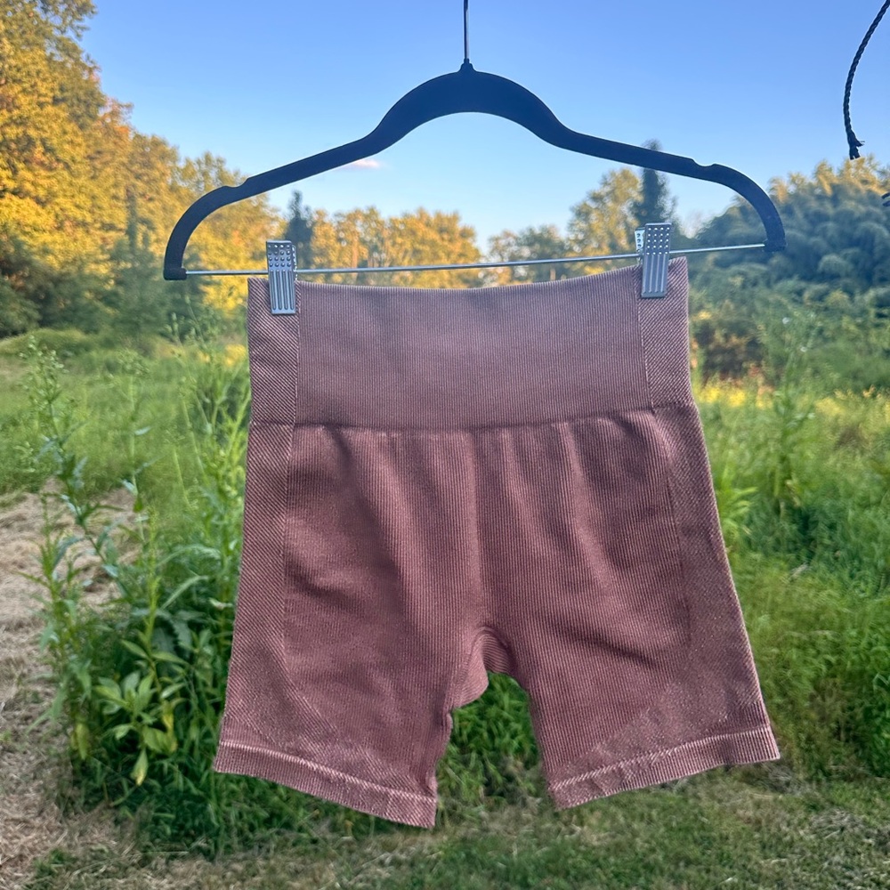 Brown Ribbed Baby Shorts